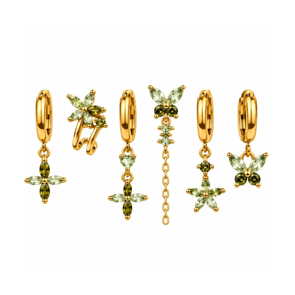 Set Orecchini Zirconia Oliva