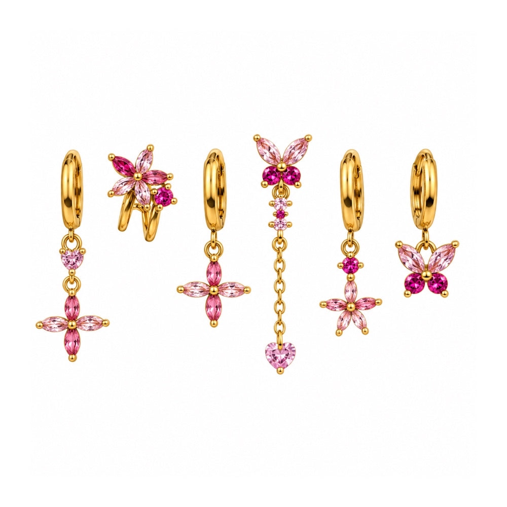 Set Orecchini Zirconia Rosa