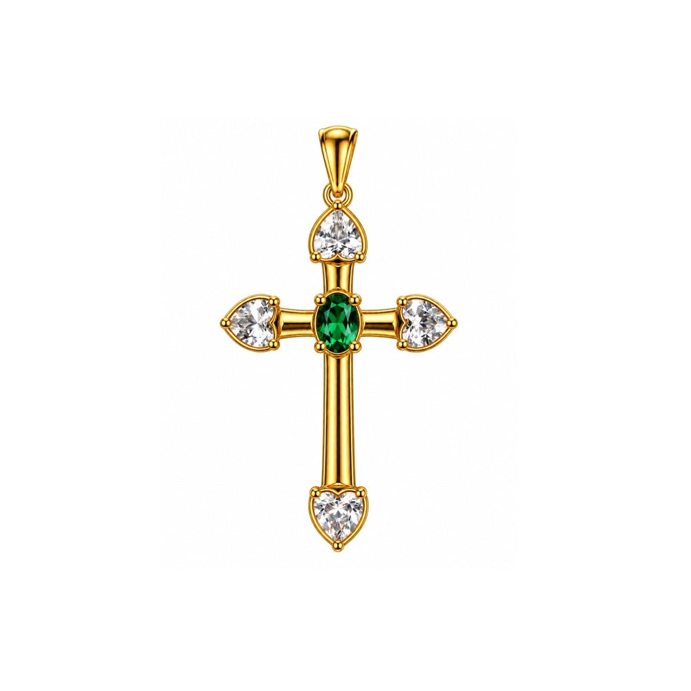 Ciondolo Croce Zirconi Verde